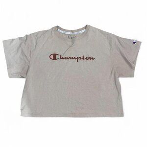 Trending Cream Champion Cropped Tee! ✨